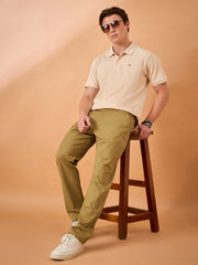 Club York Men Beige Button Trouser