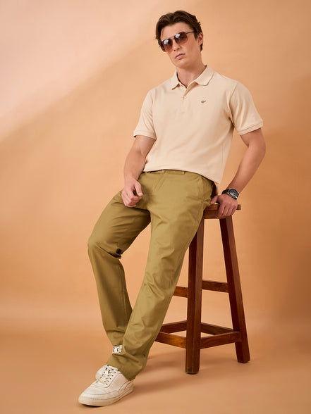 Club York Men Beige Button Trouser