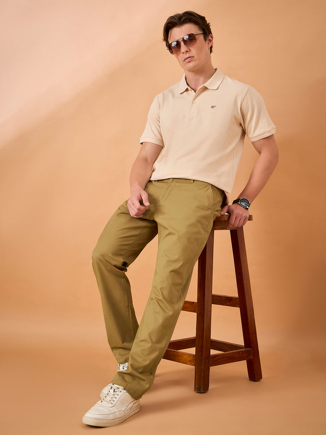 Club York Men Beige Button Trouser
