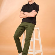 Club York Men Olive Button Trouser