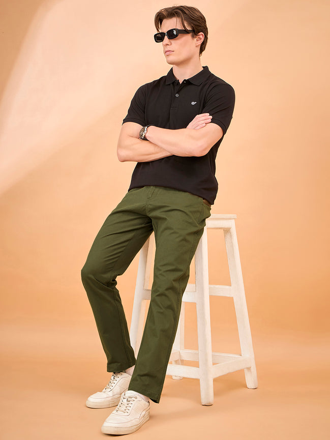 Club York Men Olive Button Trouser