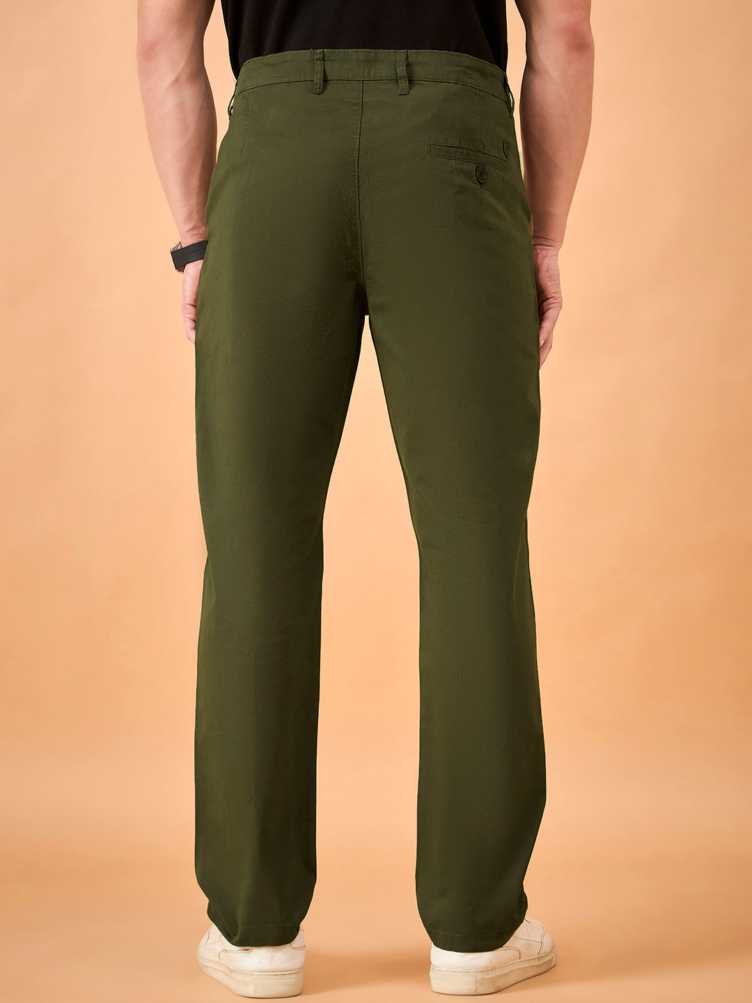 Club York Men Olive Button Trouser