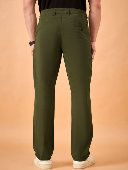 Club York Men Olive Button Trouser