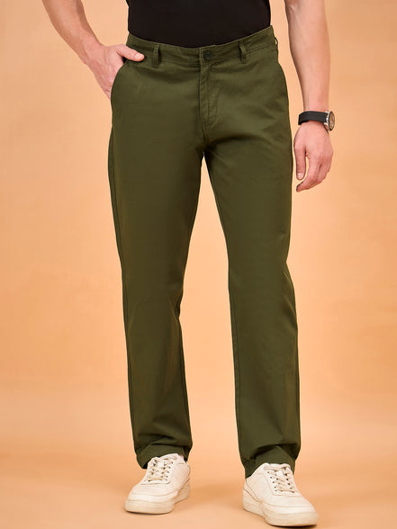 Club York Men Olive Button Trouser