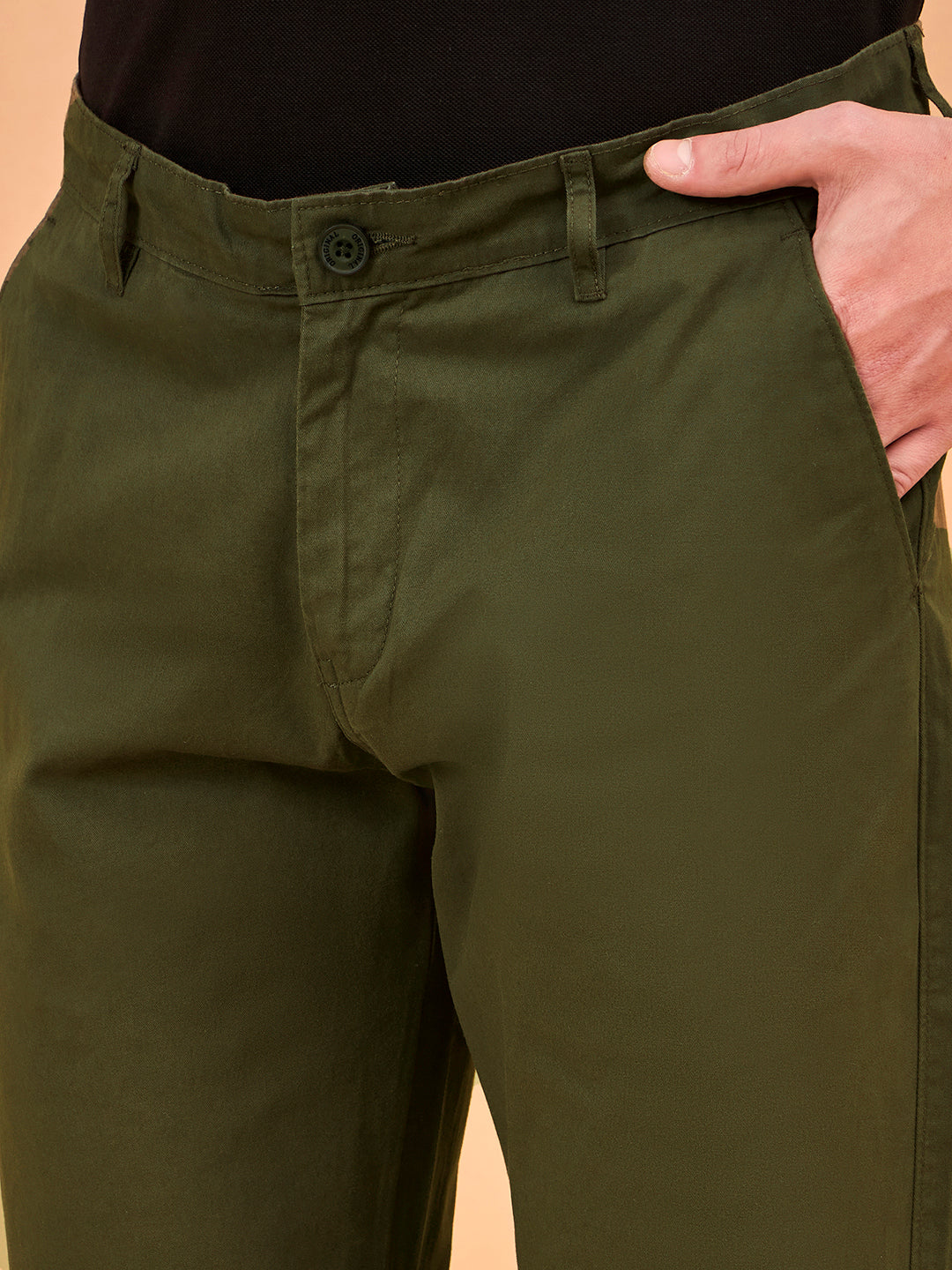Club York Men Olive Button Trouser
