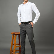 Club York Men Dark Grey Button Trouser