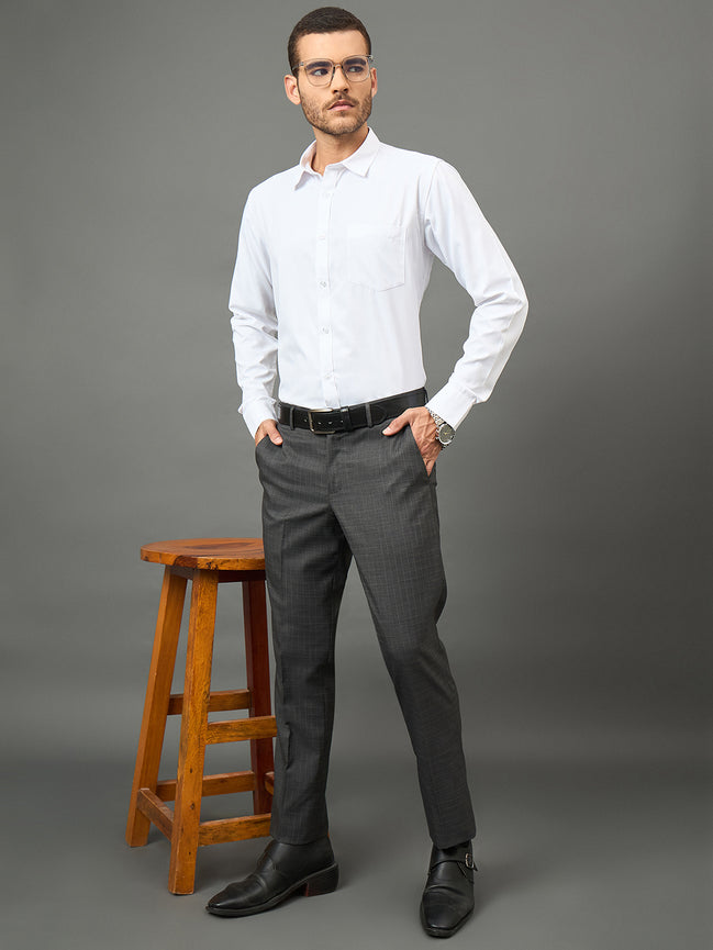 Club York Men Dark Grey Button Trouser