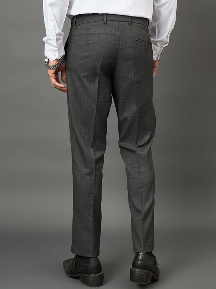 Club York Men Dark Grey Button Trouser