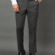 Club York Men Dark Grey Button Trouser