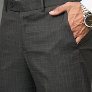Club York Men Dark Grey Button Trouser
