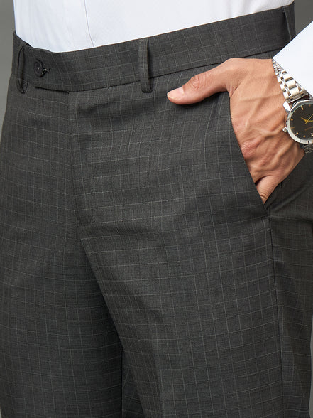 Club York Men Dark Grey Button Trouser