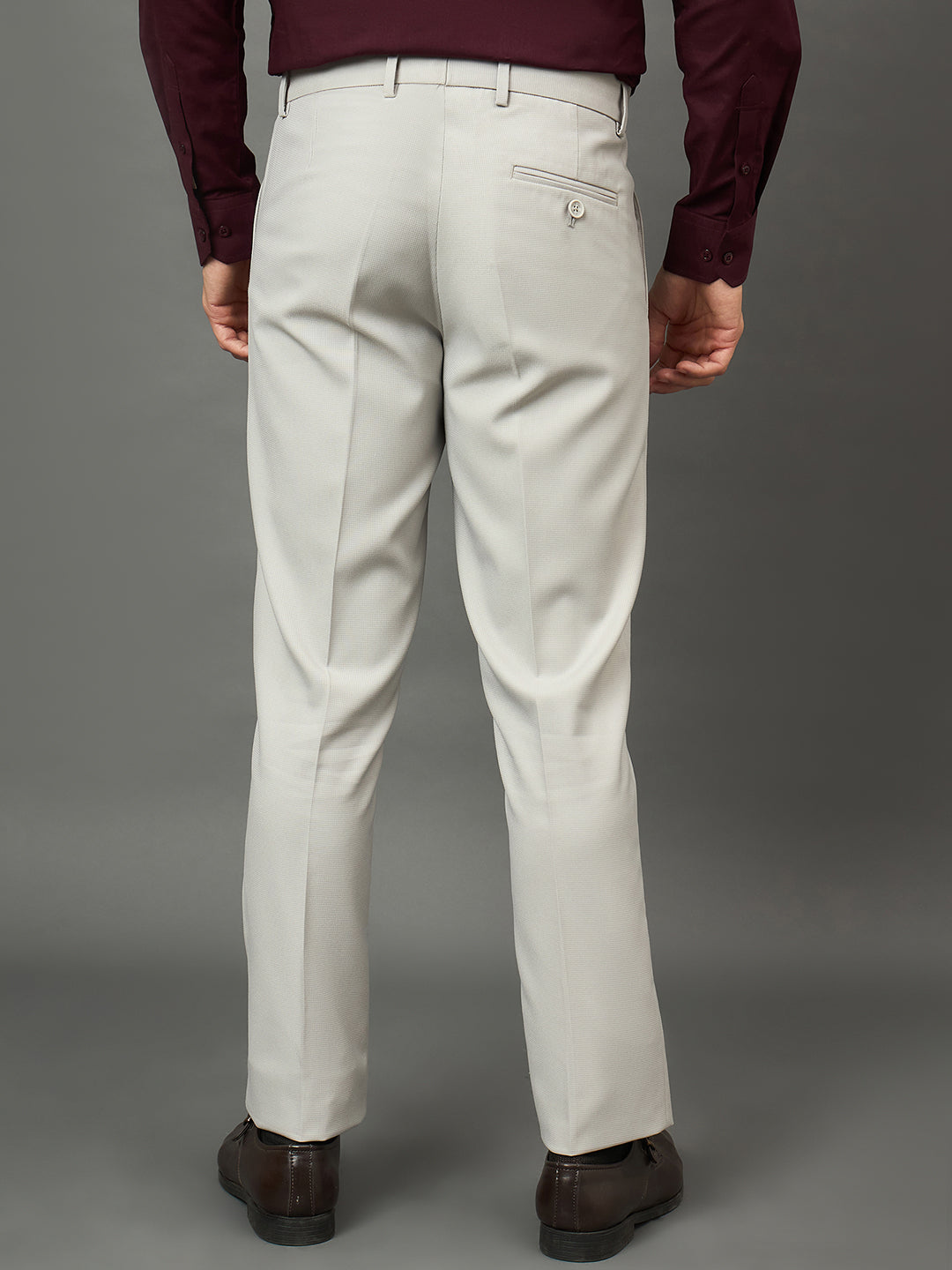 Club York Men Light Grey Button Trouser