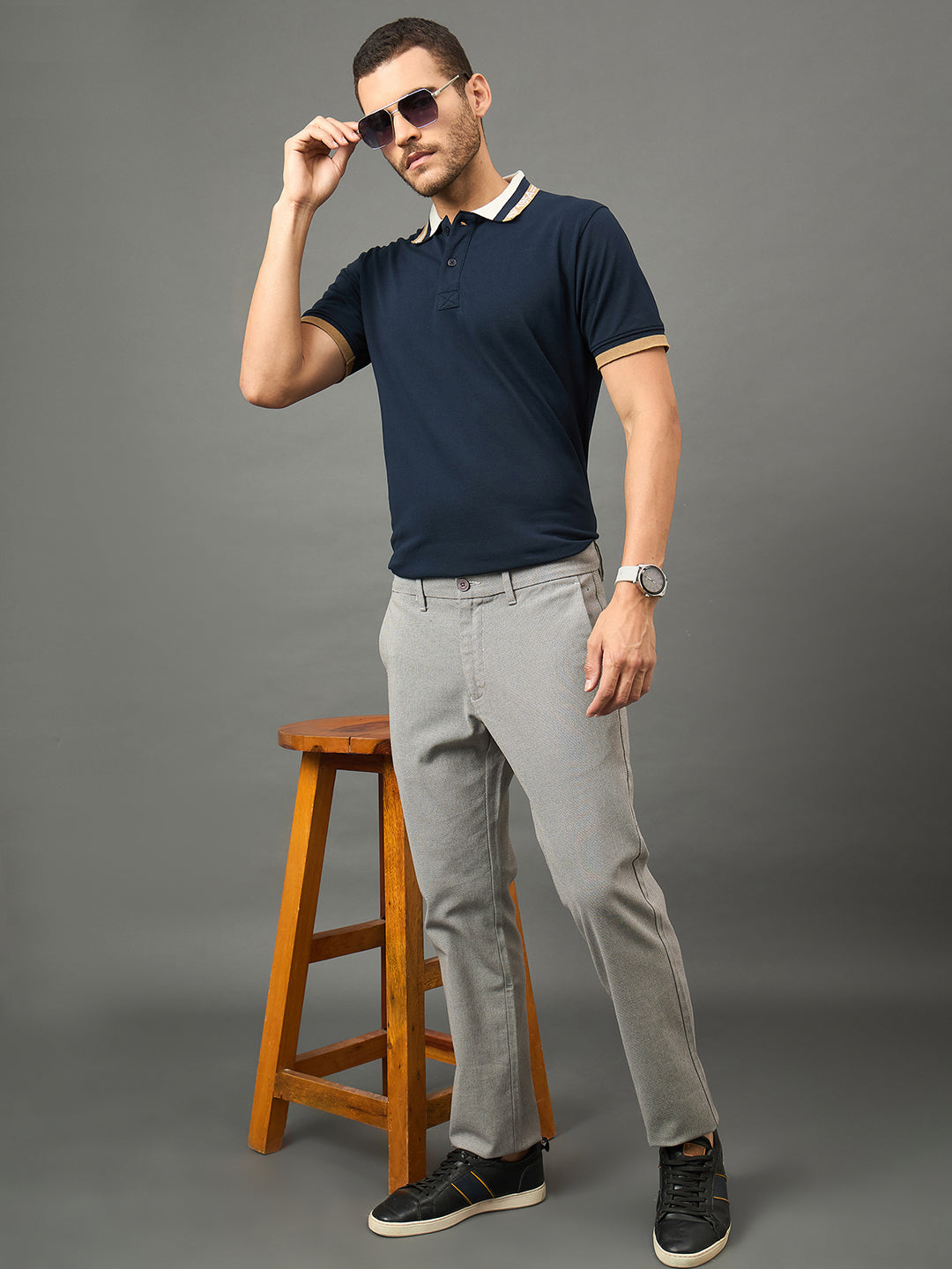Club York Men Grey Button Trouser