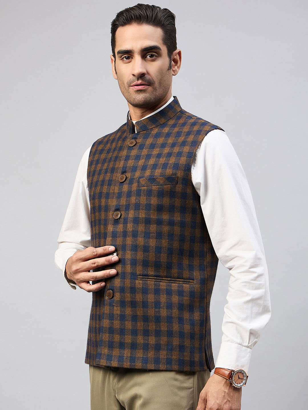 Brown Check Vest