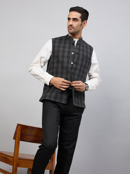 Charcoal Check Vest