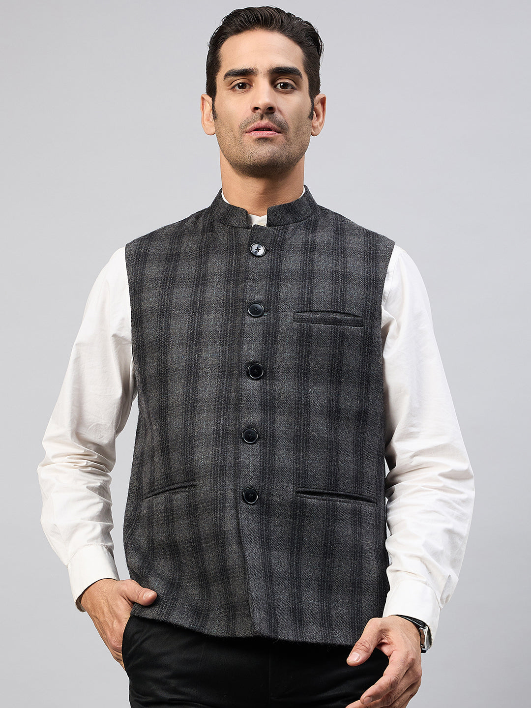 Charcoal Check Vest