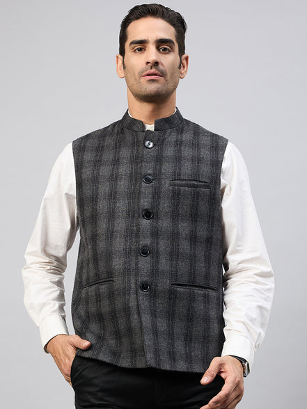 Charcoal Check Vest
