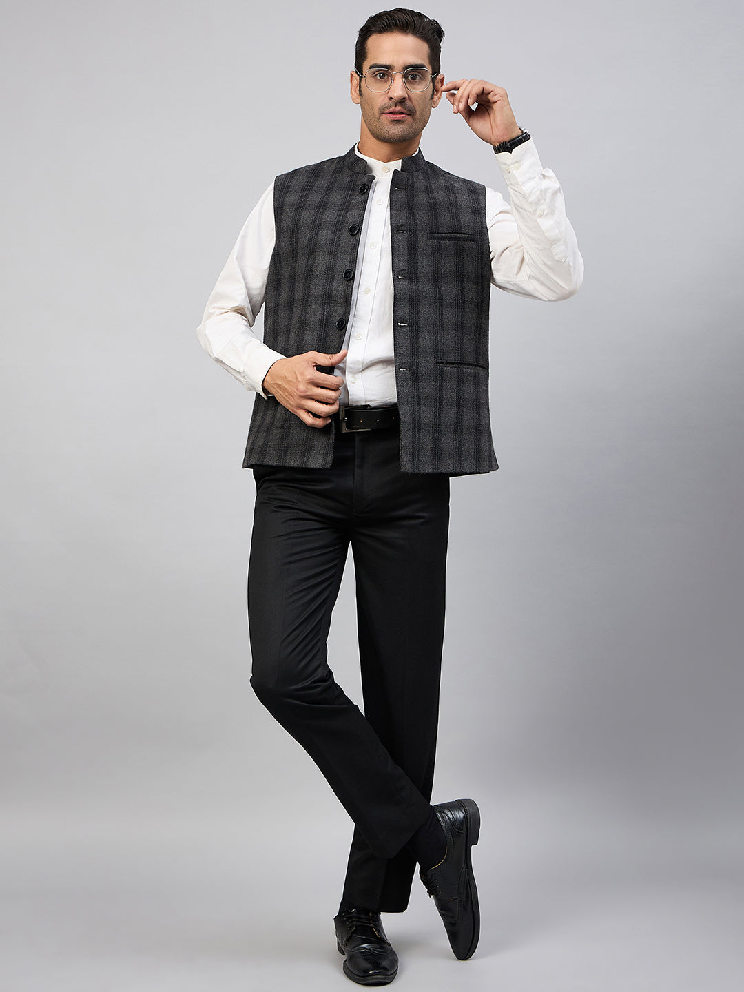 Charcoal Check Vest