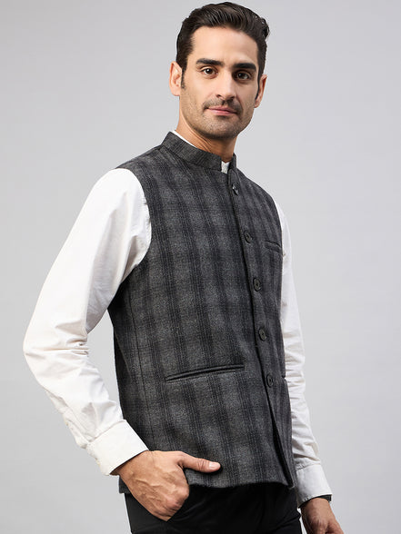 Charcoal Check Vest