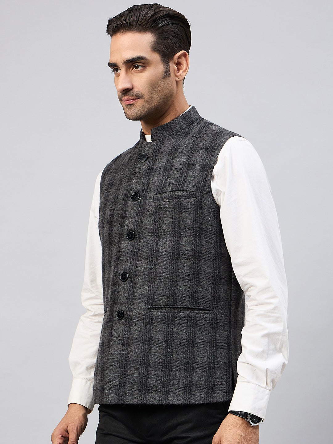 Charcoal Check Vest