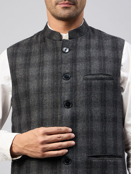 Charcoal Check Vest