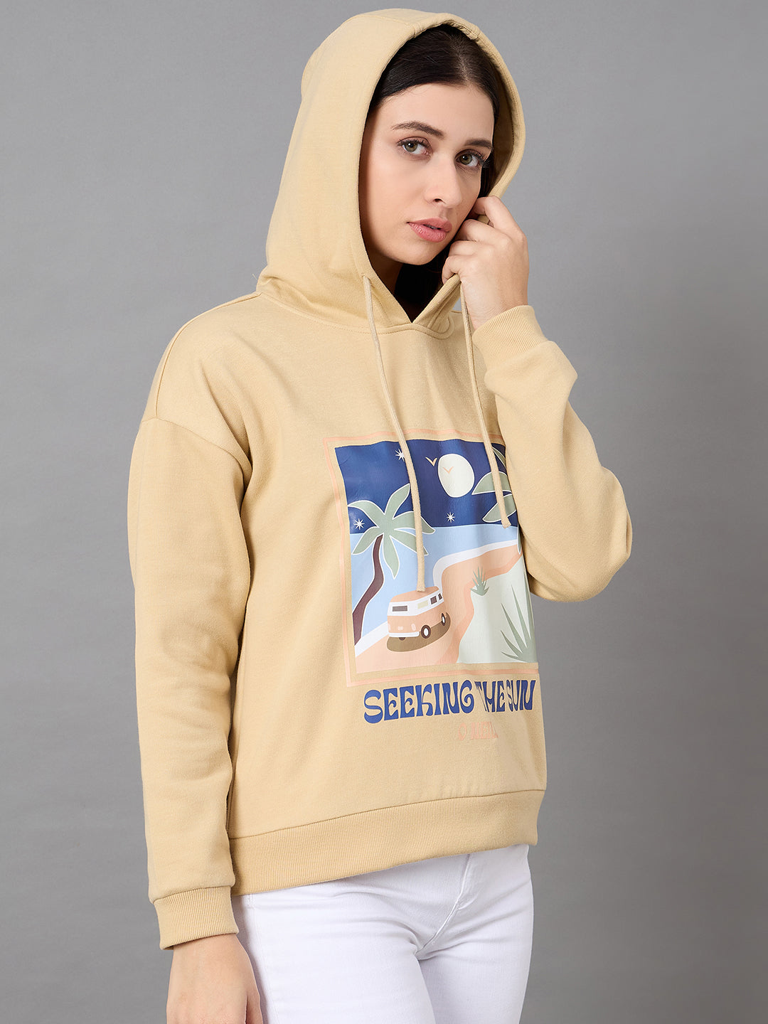 Beige Hooded Sweatshirt