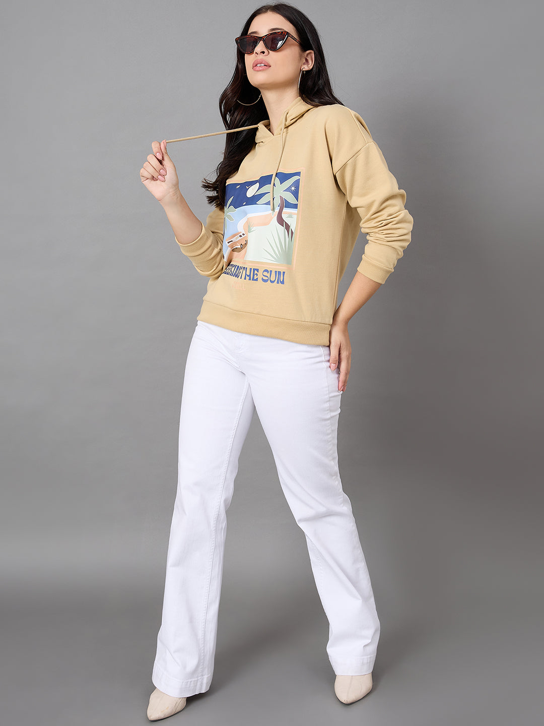 Beige Hooded Sweatshirt
