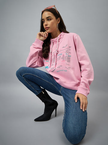 Pink Printed Sweatshirt