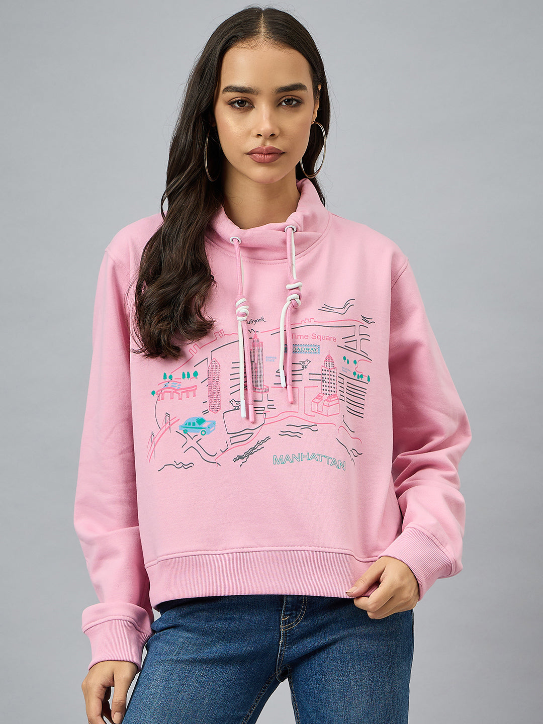Pink Printed Sweatshirt