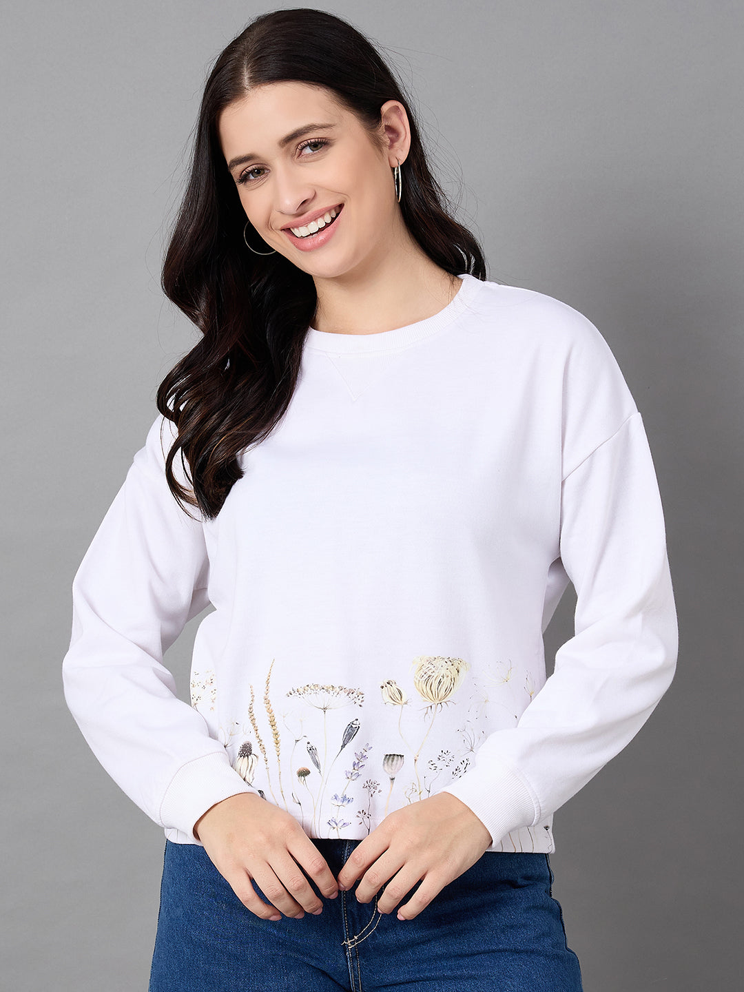 Off White Round Neck Sweatshirt