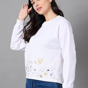 Off White Round Neck Sweatshirt