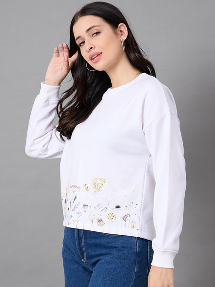Off White Round Neck Sweatshirt