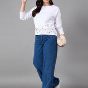 Off White Round Neck Sweatshirt