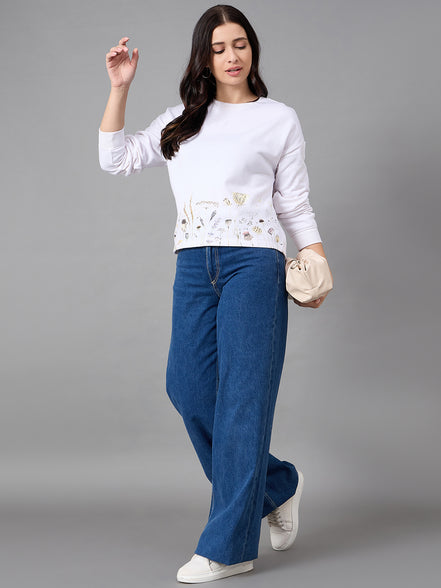 Off White Round Neck Sweatshirt