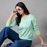 Aqua Green Round Neck Sweatshirt