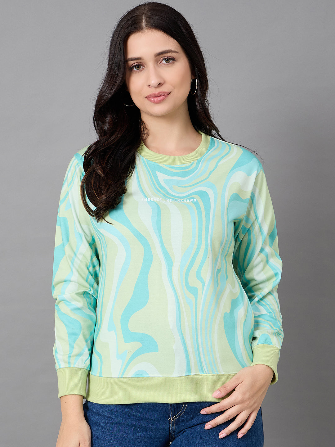 Aqua Green Round Neck Sweatshirt