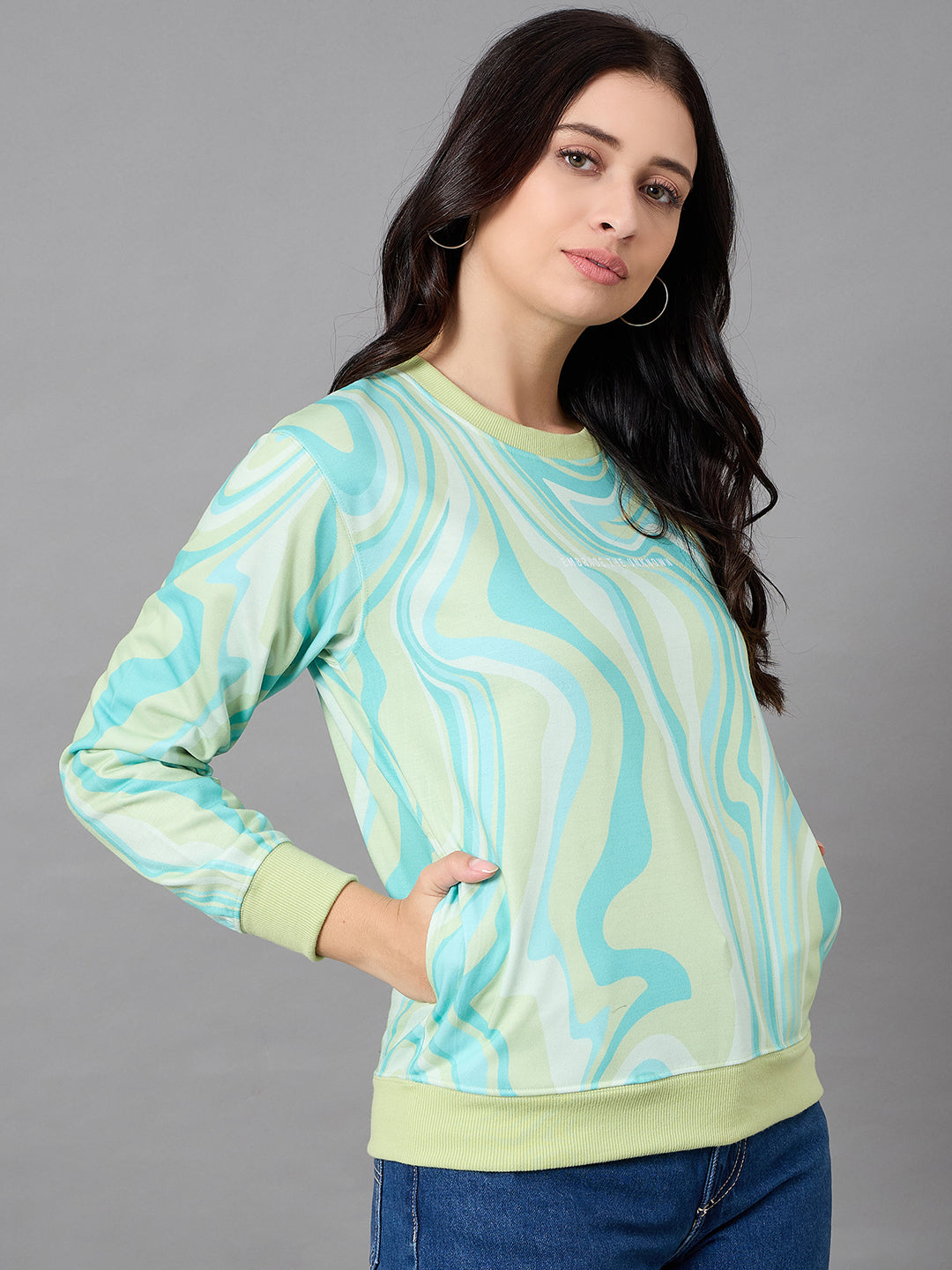 Aqua Green Round Neck Sweatshirt