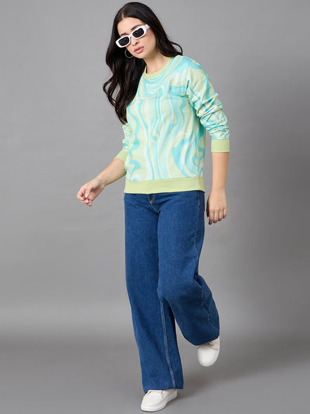 Aqua Green Round Neck Sweatshirt