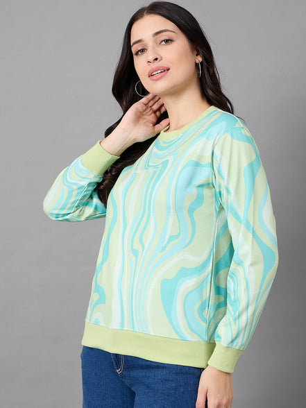 Aqua Green Round Neck Sweatshirt