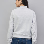 Light Grey Full Sleeve Printed High Neck Sweatshirt