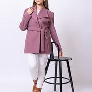 Dusty Pink Solid Long Coat