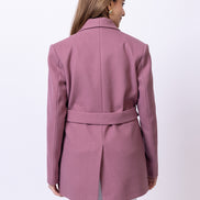 Dusty Pink Solid Long Coat