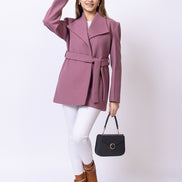 Dusty Pink Solid Long Coat