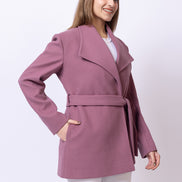 Dusty Pink Solid Long Coat