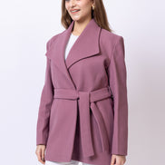 Dusty Pink Solid Long Coat