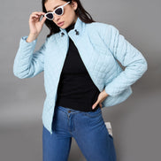 Aqua Blue High Neck Jacket