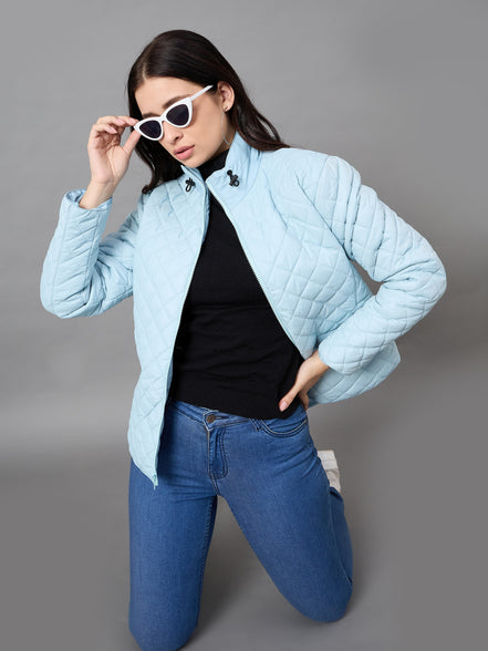 Aqua Blue High Neck Jacket