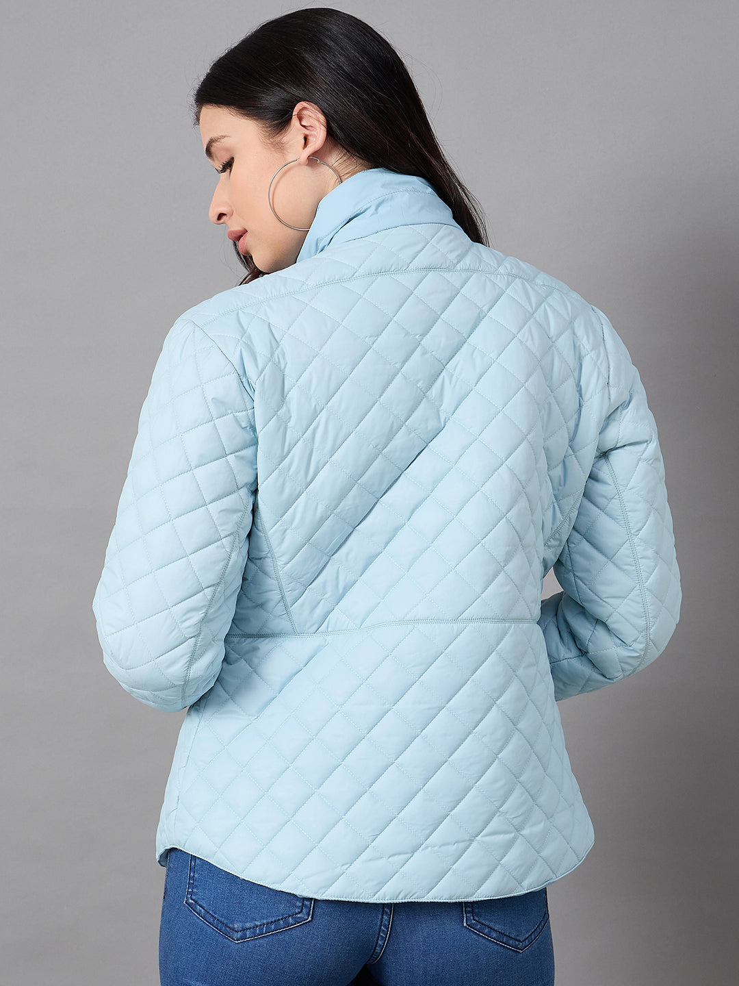 Aqua Blue High Neck Jacket