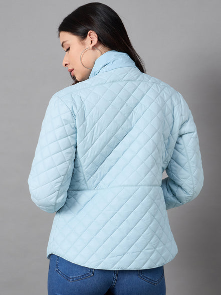 Aqua Blue High Neck Jacket