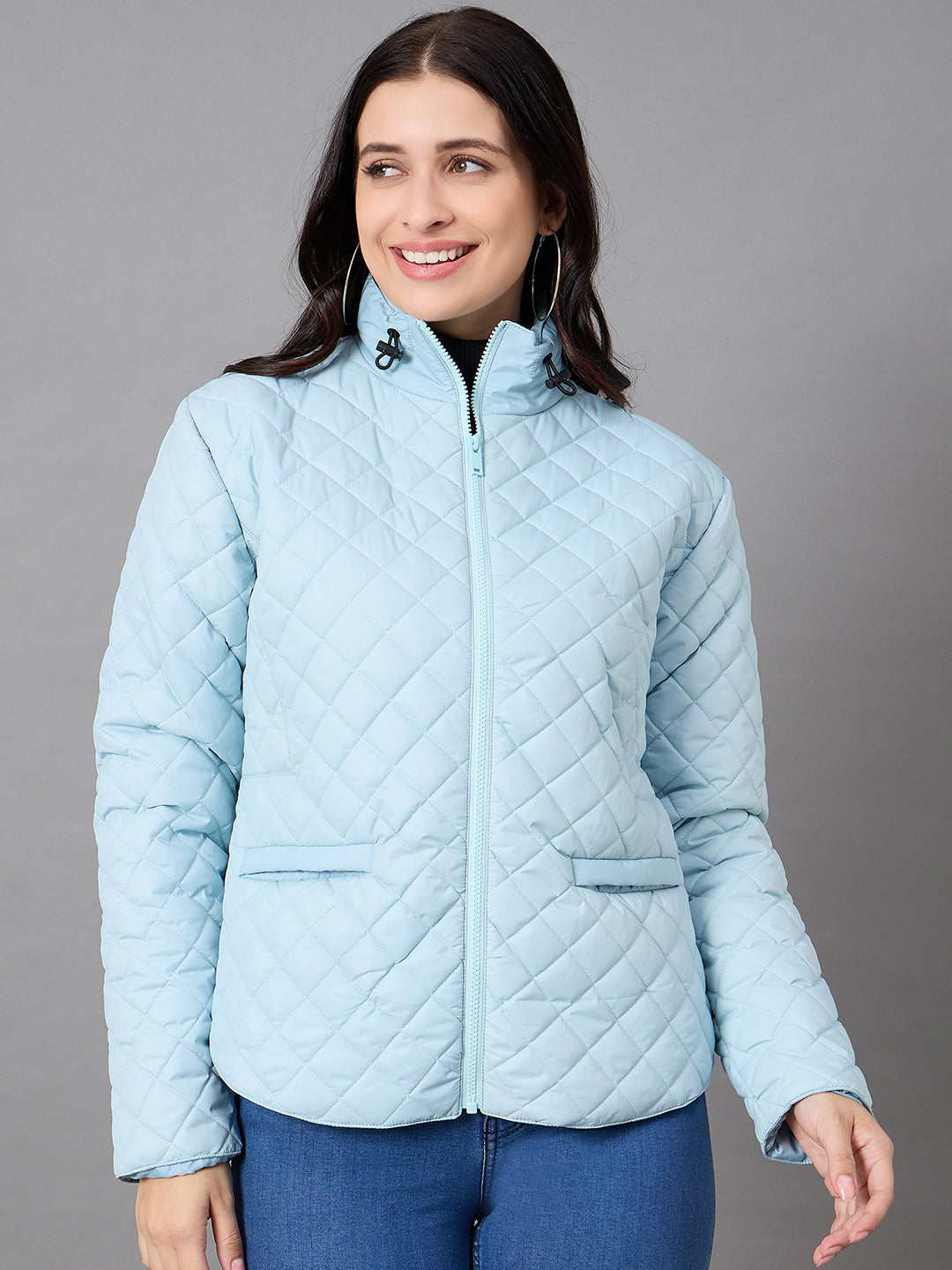 Aqua Blue High Neck Jacket
